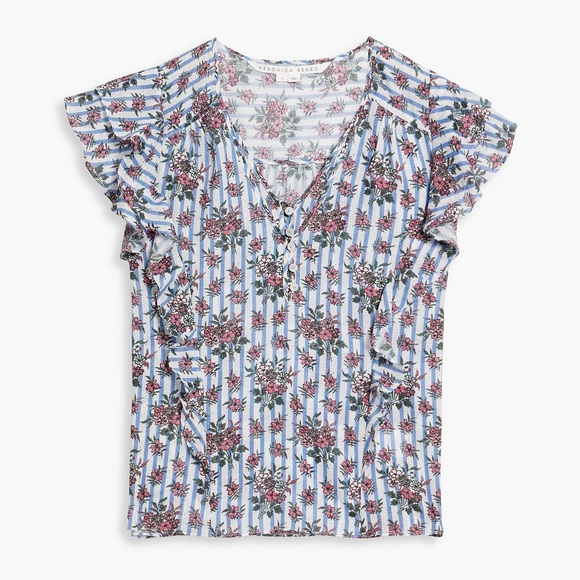 Veronica Beard Tops - NWT VERONICA BEARD Joi ruffled printed cotton-voile top Size 8